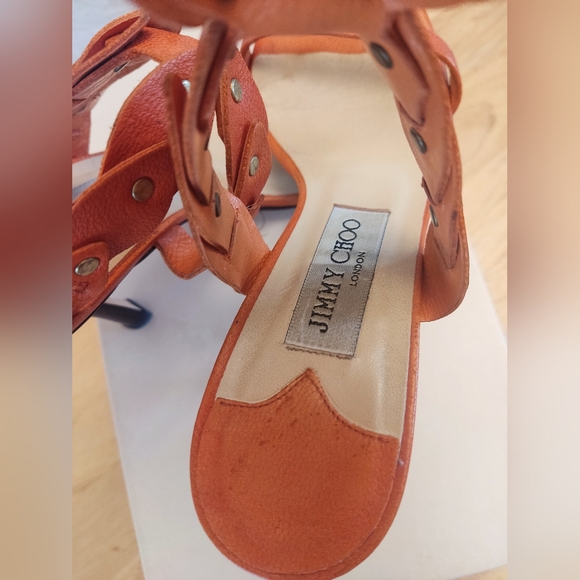 Jimmy Choo Minny Ankle Strap Sandals Camel Leather Burnt Orange EU 36 Us 6 $565‎ - Picture 8 of 11
